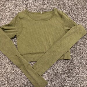 lululemon athletica Olive Long crop top with built in bra